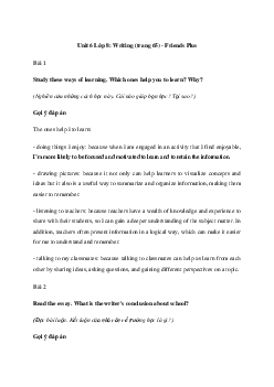 Giải Tiếng Anh 8 Unit 6: Writing | Friends Plus