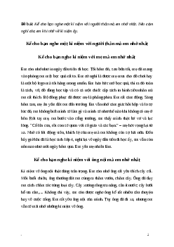 Văn mẫu Kể cho bạn nghe một kỉ niệm với người thân mà em nhớ nhất | Kết nối tri thức