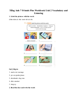 Tiếng Anh 7 Friends Plus Workbook Unit 2 Vocabulary and Listening