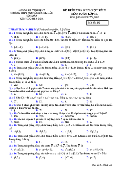 Đề thi giữa kì 2 Toán 10 năm 2023 – 2024 trường THPT Phan Châu Trinh – Đà Nẵng