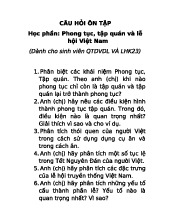 [ TỔNG HỢP ] CÂU HỎI ÔN TẬP PHONG TỤC TẬP QUÁN VÀ LỄ HỘI VIỆT NAM | Trường Đại học Hải Phòng
