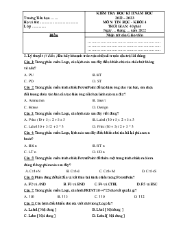 Đề thi học kì 2 môn Tin học lớp 4 năm 2022 - 2023 theo Thông tư 22 | đề 3