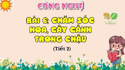 Giáo án điện tử Công Nghệ  4 KNTT -  Kết Nối Tri Thức:  T2 Chăm sóc hoa, cây cảnh trong chậu.