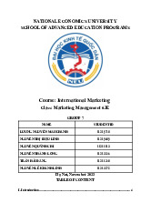 Developing an International Marketing Plan for Alluvia Chocolatier in India | Môn Marketing quốc tế - Đại học Kinh Tế Quốc Dân