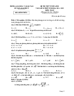 Đề thi thử Toán tuyển sinh lớp 10 năm 2024 – 2025 phòng GD&ĐT Giao Thủy – Nam Định