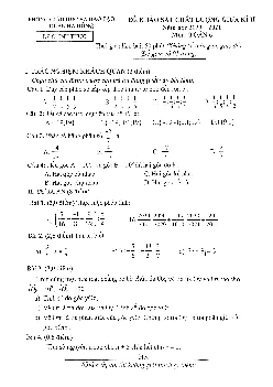 Đề thi giữa kì 2 Toán 6 năm 2020 – 2021 phòng GD&ĐT Hà Đông – Hà Nội