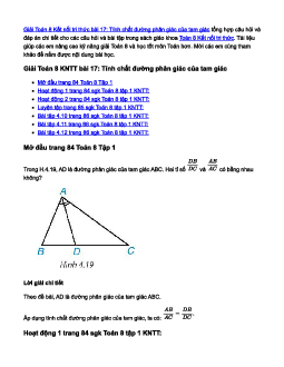 Toán 8 Kết nối tri thức bài 17: Tính chất đường phân giác của tam giác