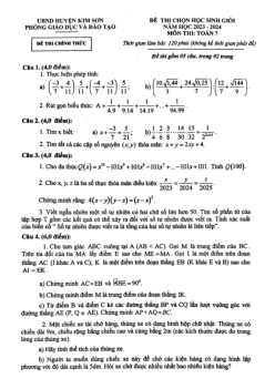 Đề thi học sinh giỏi Toán 7 năm 2023 – 2024 phòng GD&ĐT Kim Sơn – Ninh Bình