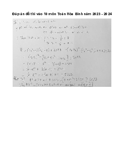 Đề thi vào 10 môn Toán năm 2023 - 2024 Sở GD&ĐT Hòa Bình
