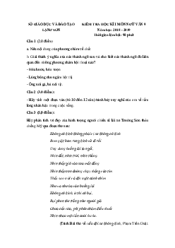 Đề thi học kì 1 lớp 9 môn Ngữ văn Sở GD&ĐT Lạng Sơn năm học 2018 - 2019