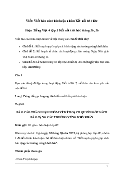 Soạn bài Viết: Viết báo cáo thảo luận nhóm | Kết nối tri thức