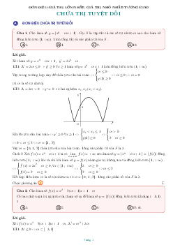 Bài toán liên quan đến hàm số chứa dấu giá trị tuyệt đối Toán 12
