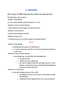 Đánh giá cuối học kì 1 trang 137 SGK Tiếng Việt lớp 3 Chân trời sáng tạo