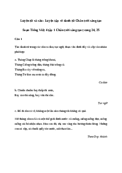 Luyện từ và câu: Luyện tập về danh từ - Tiếng Việt 4 Chân trời sáng tạo