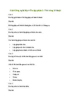 Giải Công nghệ lớp 4 Ôn tập phần 2: Thủ công kĩ thuật | Chân trời sáng tạo