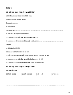 Vở bài tập Toán lớp 4 trang 20 Bài 6: Luyện tập chung Kết nối tri thức