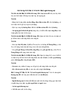 Giải bài tập SGK Địa lý 10 bài 40 ( có đáp án)