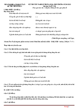 Đề thi tốt nghiệp THPT môn Ngữ văn 2023 (có đáp án)