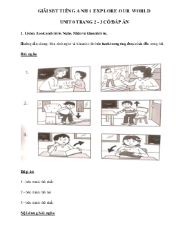 Giải SBT Tiếng Anh lớp 1 Unit 0 trang 2 3 | Explore Our World
