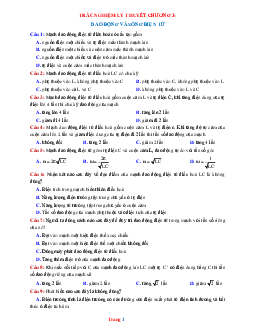 Trắc nghiệm Lý thuyết chương Dao động và sóng điện từ Vật Lí 12 có đáp án