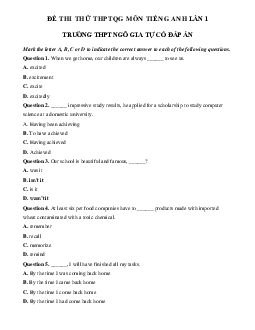 Đề thi thử THPT Quốc gia 2023 môn Tiếng Anh lần 1 trường THPT Ngô Gia Tự (có đáp án)