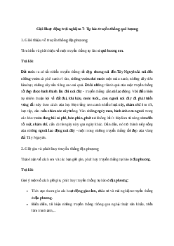 Giải Hoạt động trải nghiệm 7: Tự hào truyền thống quê hương | Cánh diều
