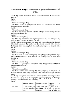 Tập bản đồ Địa lý lớp 10 bài 1: Các phép chiếu hình bản đồ cơ bản