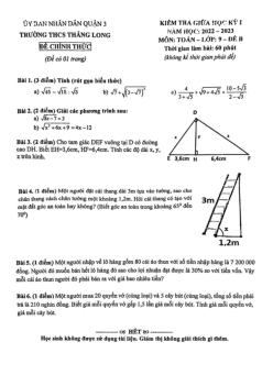 Đề giữa học kỳ 1 Toán 9 năm 2022 – 2023 trường THCS Thăng Long – TP HCM