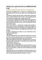 Quỹ tích lũy, quỹ thanh toán nợ (SINKING FUND) là gì ?