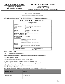 Đề thi chọn học sinh giỏi Tiếng Anh 8 trường THCS Hai Bà Trưng 2018-2019 có đáp án