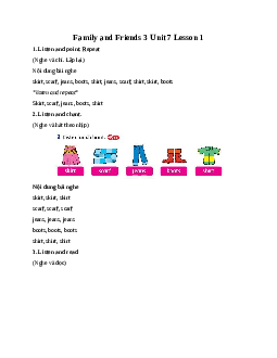 Family and Friends 3 Unit 7  I'm wearing a blue skirt Lesson 1