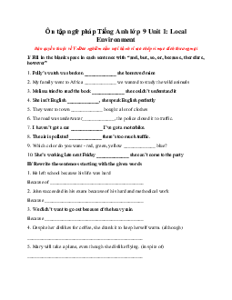 Ôn tập ngữ pháp Tiếng Anh lớp 9 Unit 1 Local Environment