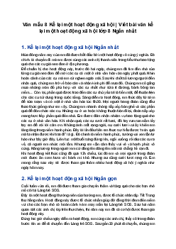 Văn mẫu 8 Kể lại một hoạt động xã hội | Viết bài văn kể lại một hoạt động xã hội lớp 8 Ngắn nhất