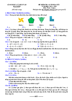 Đề kiểm tra cuối học kỳ 1 Toán 6 năm 2021 – 2022 sở GD&ĐT Bắc Ninh