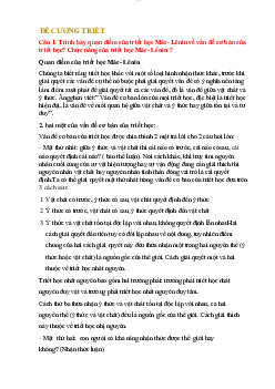 Đề cương Triết học Mac-Lenin | Đại học Văn hóa Hà Nội