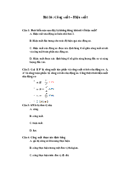 Trắc nghiệm Vật lí 10 Bài 16: Công suất – Hiệu suất | Chân trời sáng tạo