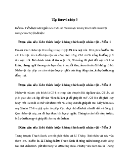Đoạn văn nêu lí do thích hoặc không thích một nhân vật trong câu chuyện đã đọc hoặc đã nghe | Tập làm văn lớp 3 Chân trời sáng tạo