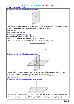 TOP 155 câu trắc nghiệm khoảng cách (có đáp án)