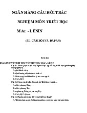 Ngân Hàng Câu Hỏi Trắc Nghiệm Môn Triết học Mác - Lênin | Đại học Kinh Tế Quốc Dân