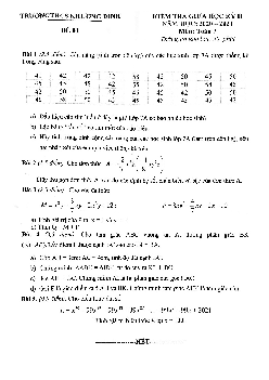 Đề thi giữa học kỳ 2 Toán 7 năm 2020 – 2021 trường THCS Khương Đình – Hà Nội