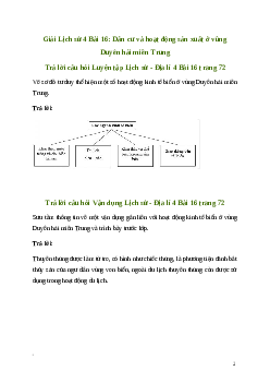 Giải Lịch sử Địa lí lớp 4 Bài 16: Dân cư và hoạt động sản xuất ở vùng Duyên hải miền Trung | Kết nối tri thức