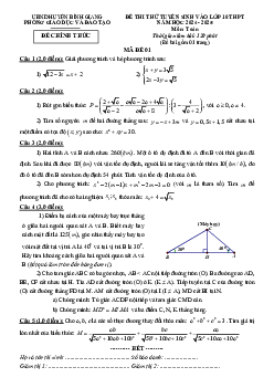 Đề thi thử Toán vào lớp 10 năm 2024 – 2025 phòng GD&ĐT Bình Giang – Hải Dương