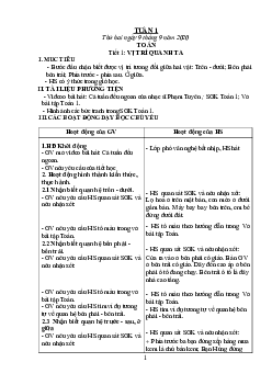 Giáo án Toán 1 - Tuần 1 | sách Vì sự bình đẳng và dân chủ trong giáo dục