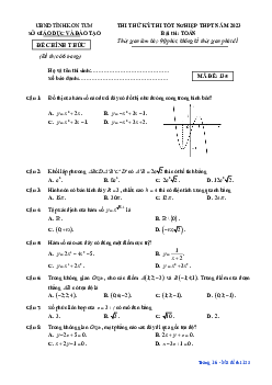 Đề thi thử tốt nghiệp THPT năm 2023 môn Toán sở GD&ĐT Kon Tum