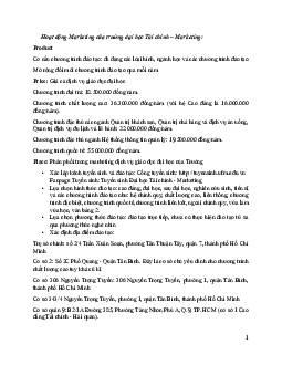 Hoạt động Marketing của trường đại học Tài chính – Marketing