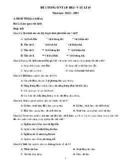 Đề cương ôn tập học kì 1 môn Vật lý 10 Chân trời sáng tạo