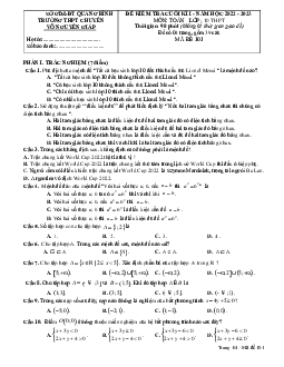 Đề cuối kì 1 Toán 10 năm 2022 – 2023 trường chuyên Võ Nguyên Giáp – Quảng Bình