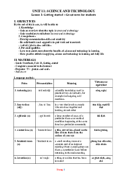 Giáo án Tiếng Anh 8 Global success unit 11 Science and technology