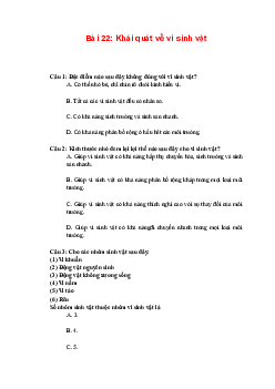 Trắc nghiệm Sinh học 10 Bài 22: Khái quát về vi sinh vật | Chân trời sáng tạo