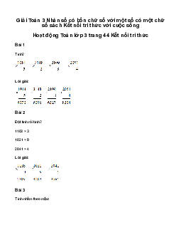 Giải Toán 3 Bài 56: Nhân số có bốn chữ số với một số có một chữ số | Kết nối tri thức